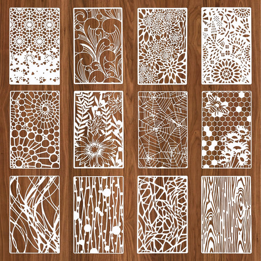 12PCS Art Stencils for Painting,Ymapinc Reusable Painting Stencils for Canvas, Wall, Fabric & Shirt -28x18cm Art Templates for DIY Craft Projects, Home Decoration