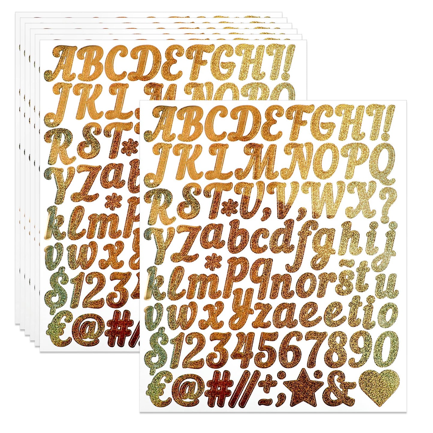 704 Pieces 8 Sheets Gold Sticker Letters Self Adhesive Glitter Alphabet Letter Stickers Gold Alphabet Stickers Small for Scrapbook Water Bottles Graduation Cap Crafts Mailbox Sign (Gold, 1 Inch)