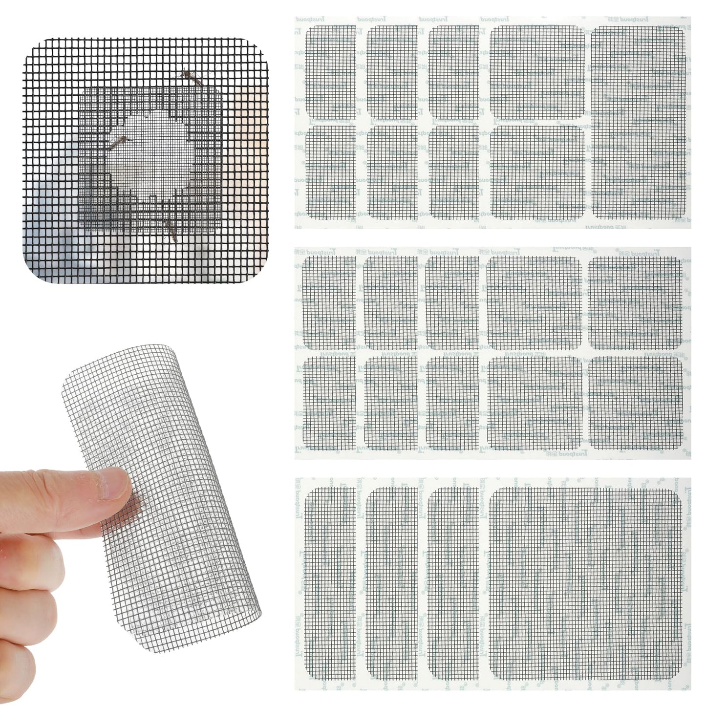 12 Sheets Window Screen Repair Tape 3 Sizes Fly Screen Repair Tape Fiberglass Repair Kits Self-Adhesive Screen Repair Patch Tape Adhesive Fly Screen Repair Patch for Window and Door Tears Holes