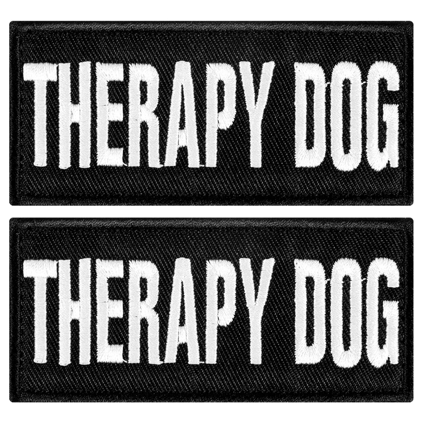 Mabor 2 Pack Therapy Dog Patch for Vest, Service Dog in Training Harness Patches with Hook Backing, Embroidered Applique for Animal Vest/Collar/Leash (Black)
