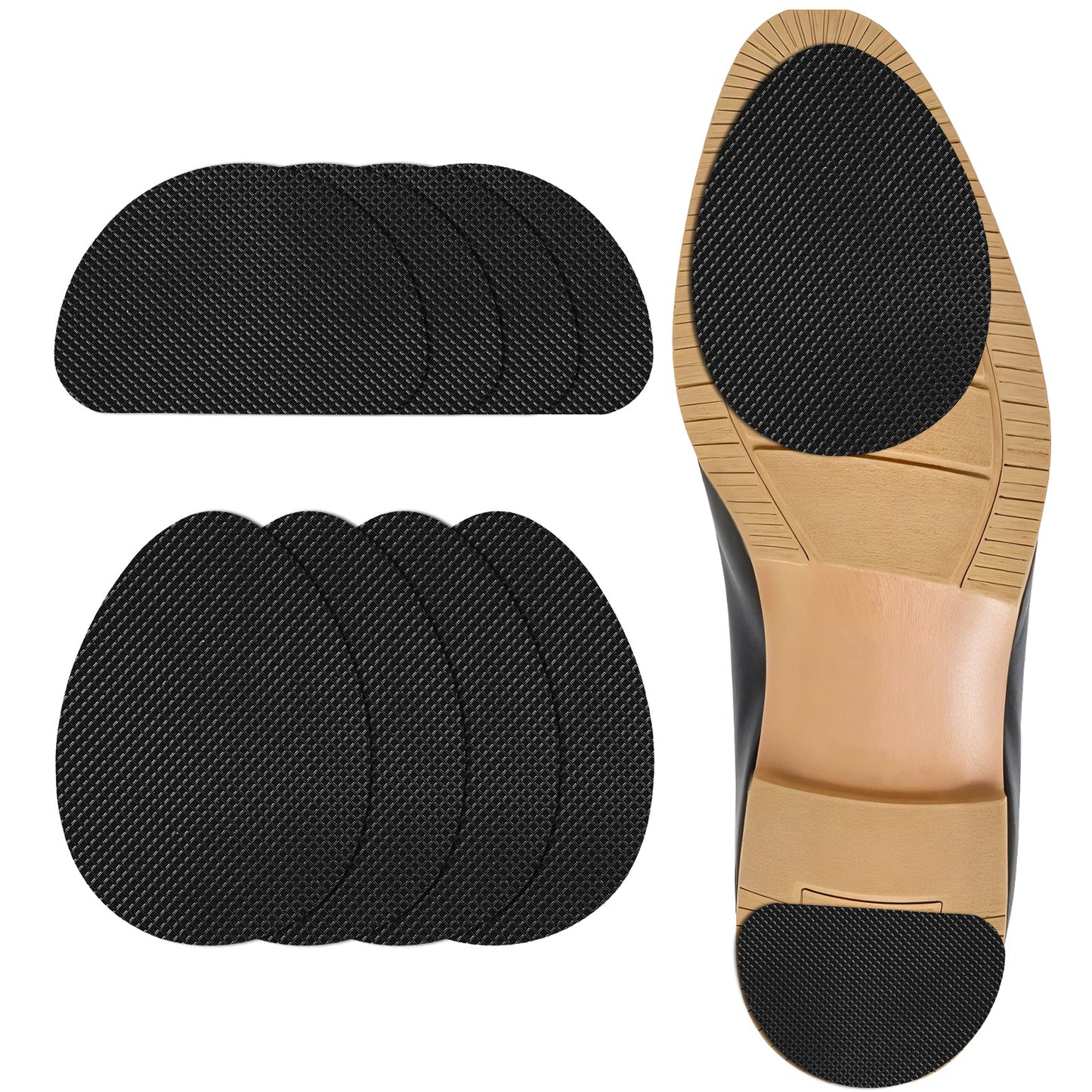 Non Slip Shoe Pads 8-Pack Anti-Skid Shoe Grips Stickers, Self-Adhesive Sole Protectors for Bottom of Shoes, Non-Slip Shoe Pads with Wave Pattern for High Heels & Flats Noise Reduction