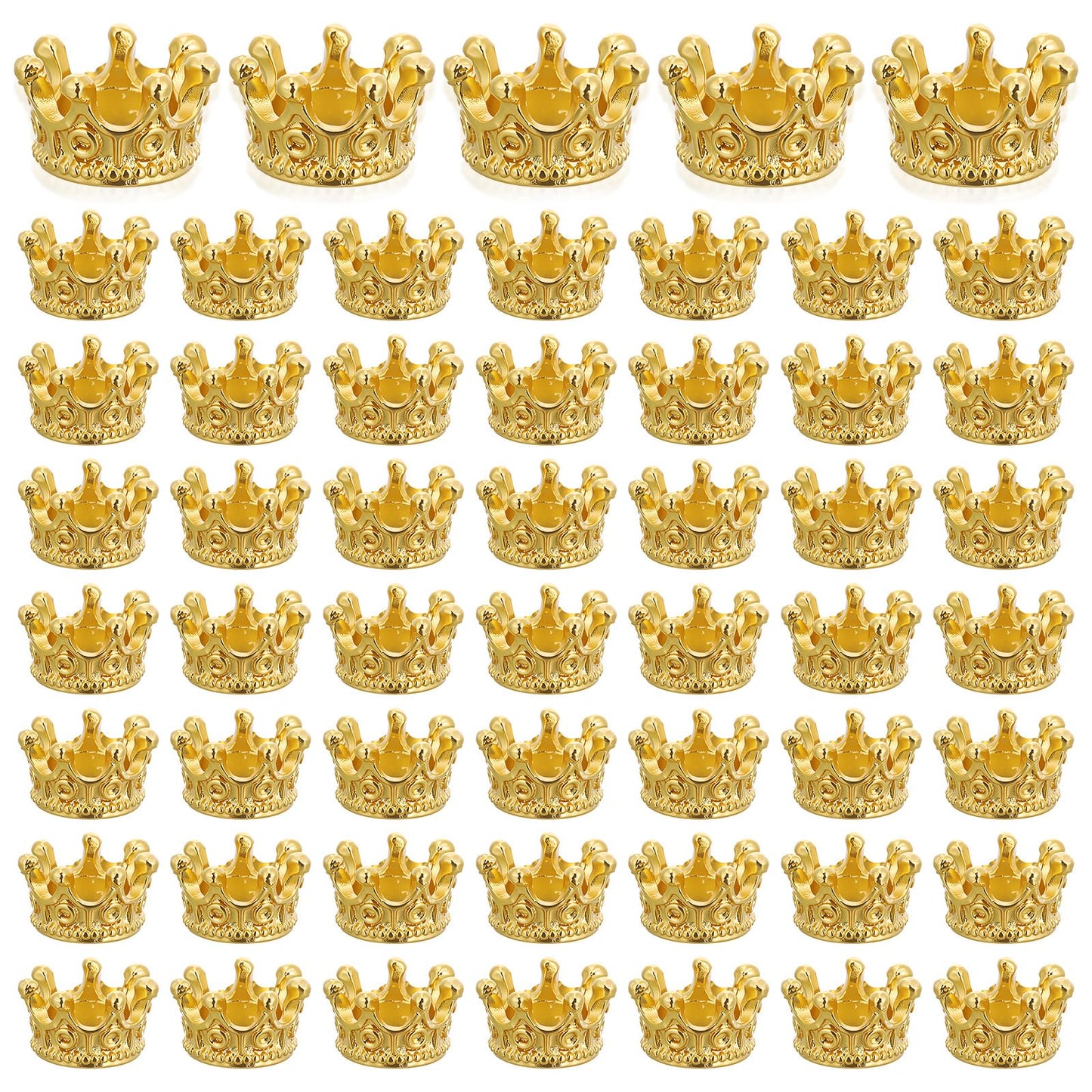 Mabor 100Pcs Crown Charms, Mini Crowns for Crafts, 3D Gold King Crown Beads Large Hole Spacer Beads for DIY Jewelry Necklace Bracelet Making Supplies