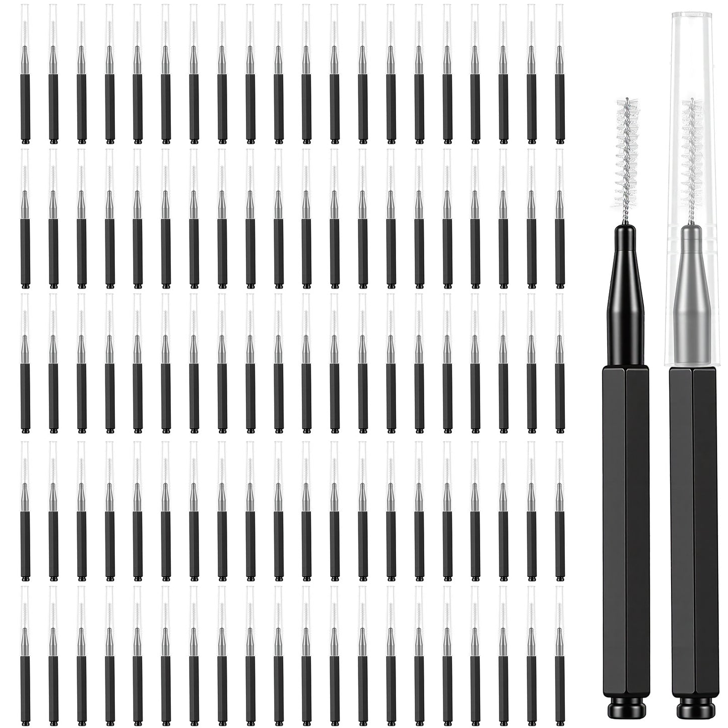 Shimmeroo 100PCS Micro Eyebrow Brushes with Cap - Eyebrow Tinting/Lash Filler/Brow Lifting Brush/Eyebrow Lamination - Interdental Brush for Cleaner Toothpick Dental Tooth Flossin