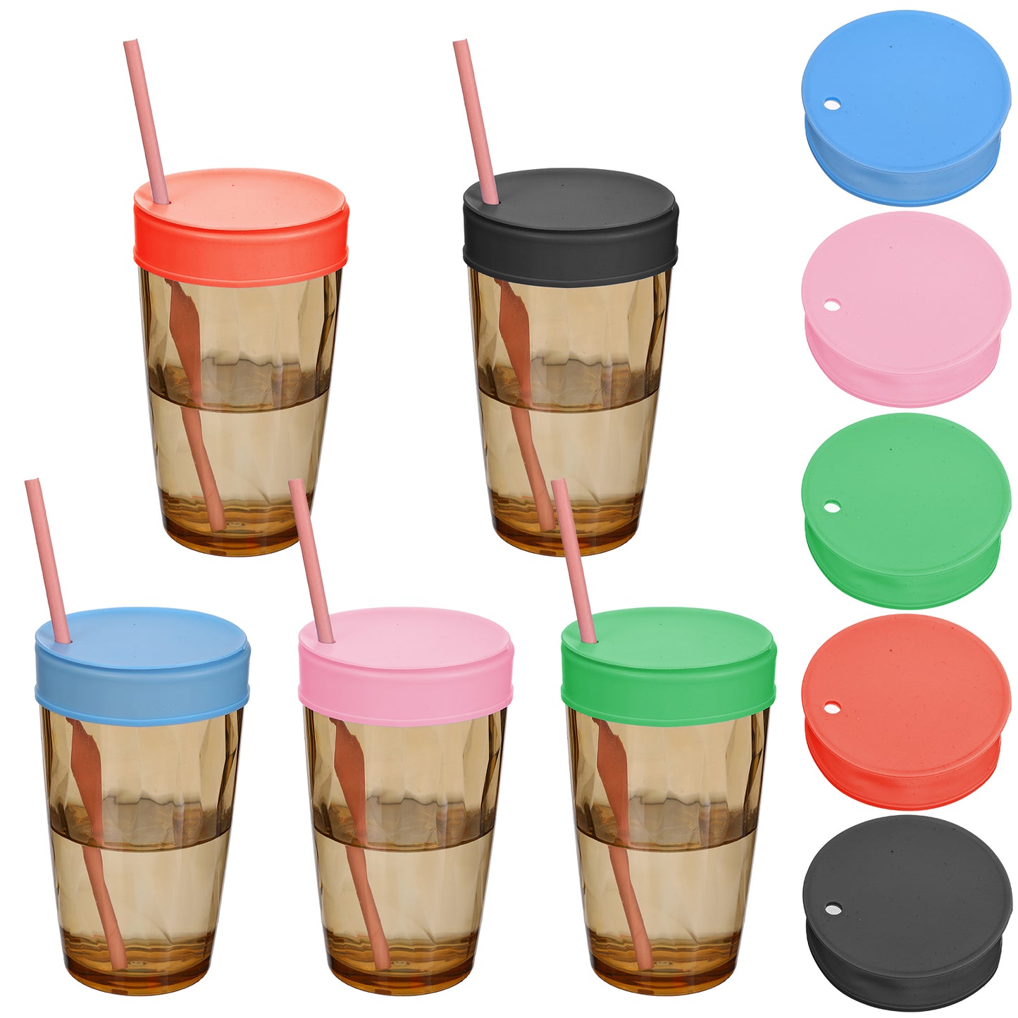 5 Pcs Drink Protection Cover Silicone Sippy Cup Lids Cup Covers for Drinks Silicone Lids Straw Cover Reusable Drink Protector for Women Coffee Tea Beer Mugs Glasses Seal Lids Beverage Safety