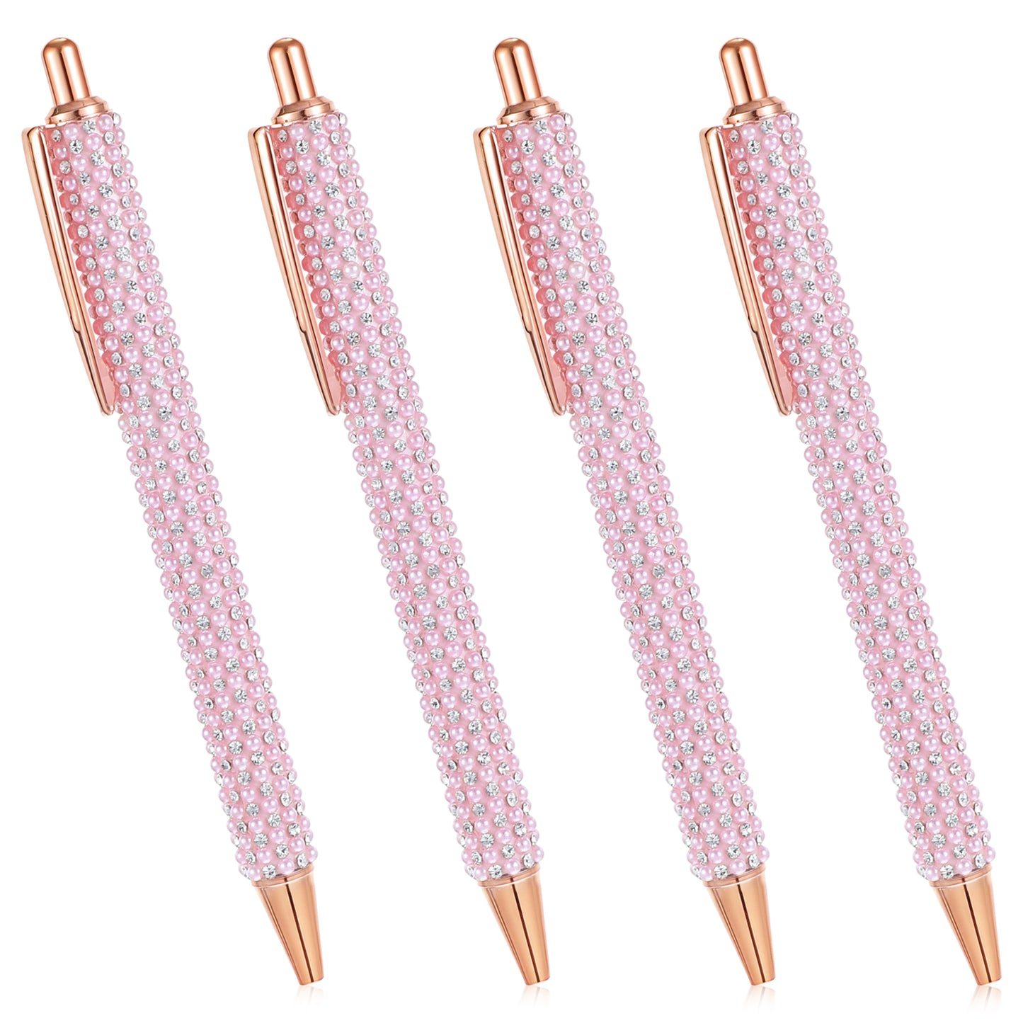 Sorcristy 4 Pcs Rhinestone Pen Set Pink Pens Black Ink Sparkly Crystal Pens Metal Ballpoint Pen for Girls Women Office School Supplies Journaling