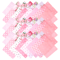Ymapinc 42Pcs Pink Charm Packs for Quilting - 13.5x13cm Pre-Cut Fabric Squares for Sewing Work, Cute Floral Patchwork Cotton Fabric Squares DIY Craft Bundle