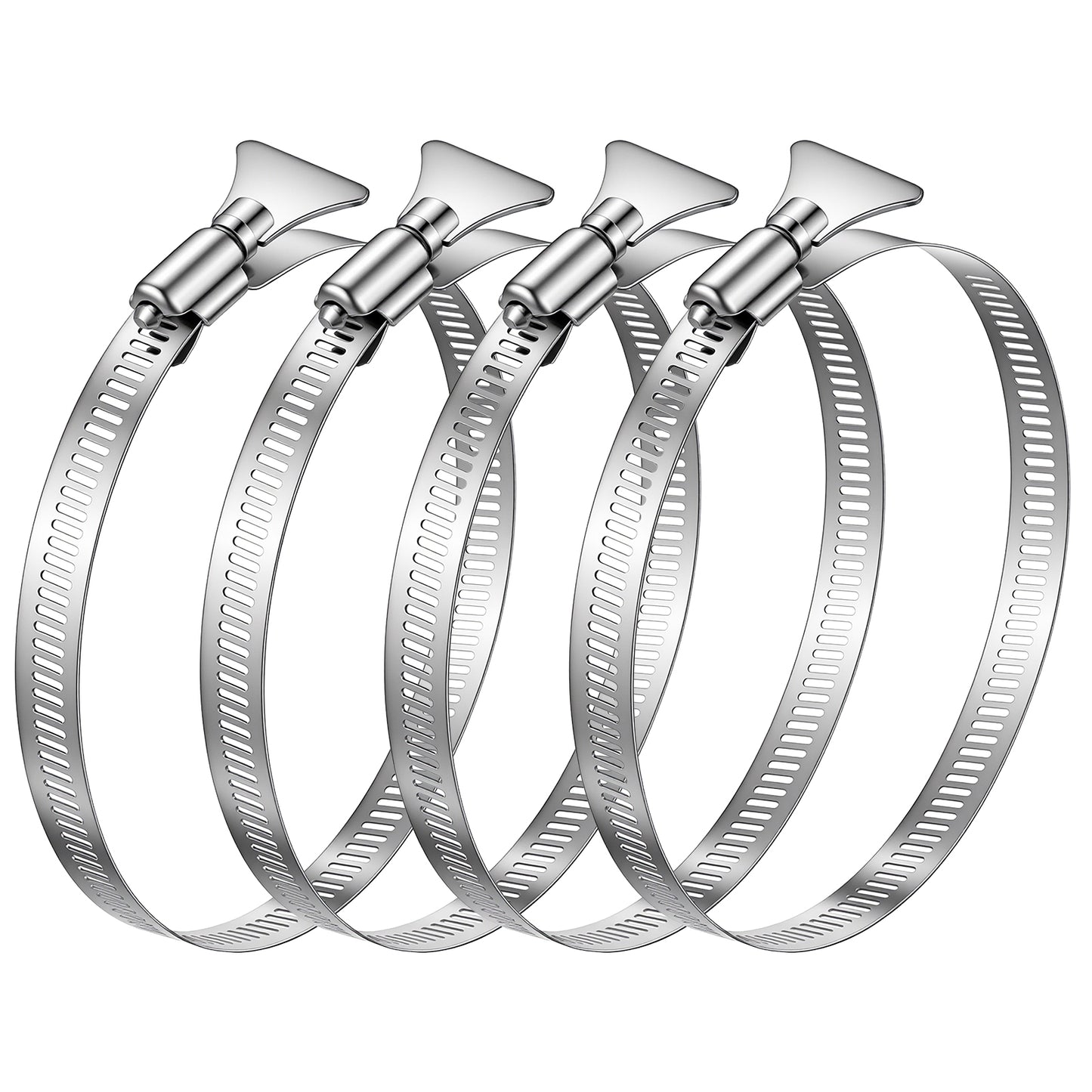 4 PCS Adjustable Dryer Hose Clamps, 3.58-4.49 Inches Diameter, Durable and Rust-Resistant for Vent, Dust Collection, Automotive, and Plumbing