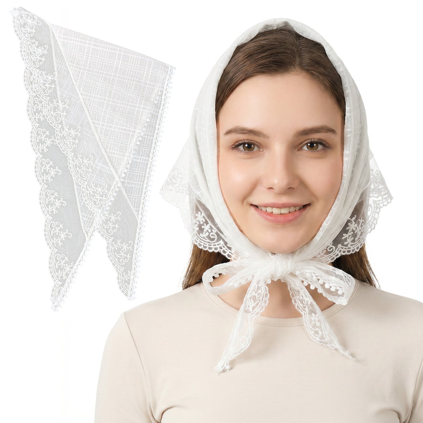 Lace Hair Bandana, Head Scarf for Women, White Bandanas, Cute Hair Scarf Head Bandana Headband Summer Accessories Boho Floral Kerchief for Girls Gift