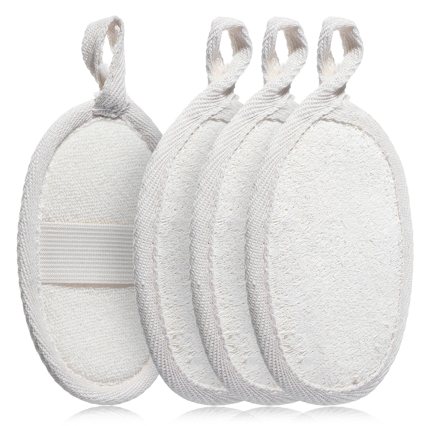 Nogeqi 4 Pack Natural Loofah Face Scrubber for Women Men, Exfoliating Scrub Pads, Face Loofah Exfoliating Scrubber Made from Organic Luffa for Bath Shower