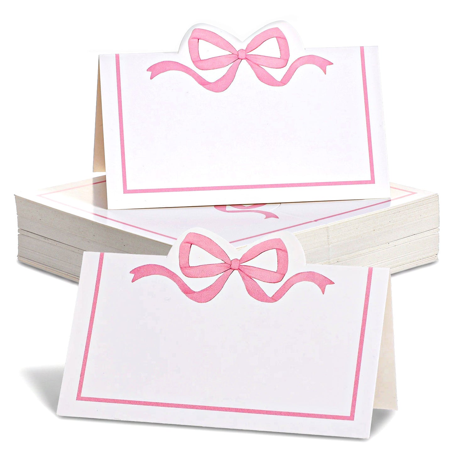 Ouligay 60 PCS Paper Place Cards for Table Setting Pink Blank Name Cards