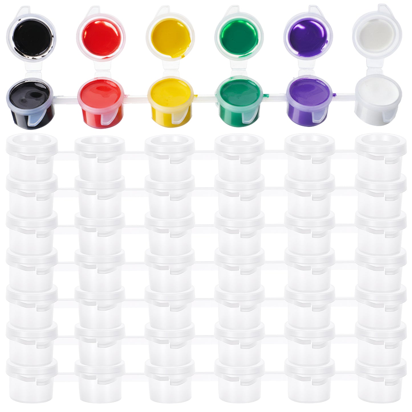 Matwsec 42 Pack Empty Paint Pots with Lids, 5ml Small Clear Paint Pots, Plastic Small Containers with Lids for DIY Craft, Painting, Nail Art, Beads, Powders - Ideal for Classrooms & Art Festivals