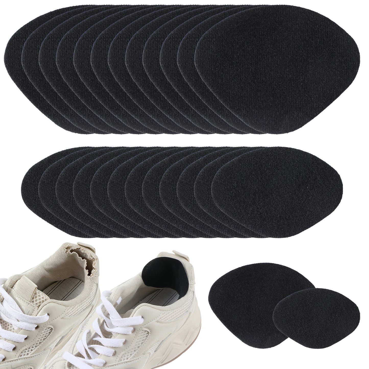 RAHHLIZS 24Pcs Shoe Heel Repair Shoe Patches for Holes Black Repair Patch Kit for Sneaker Hole Black Beige Holes Patch Pad Insert Leather Shoes