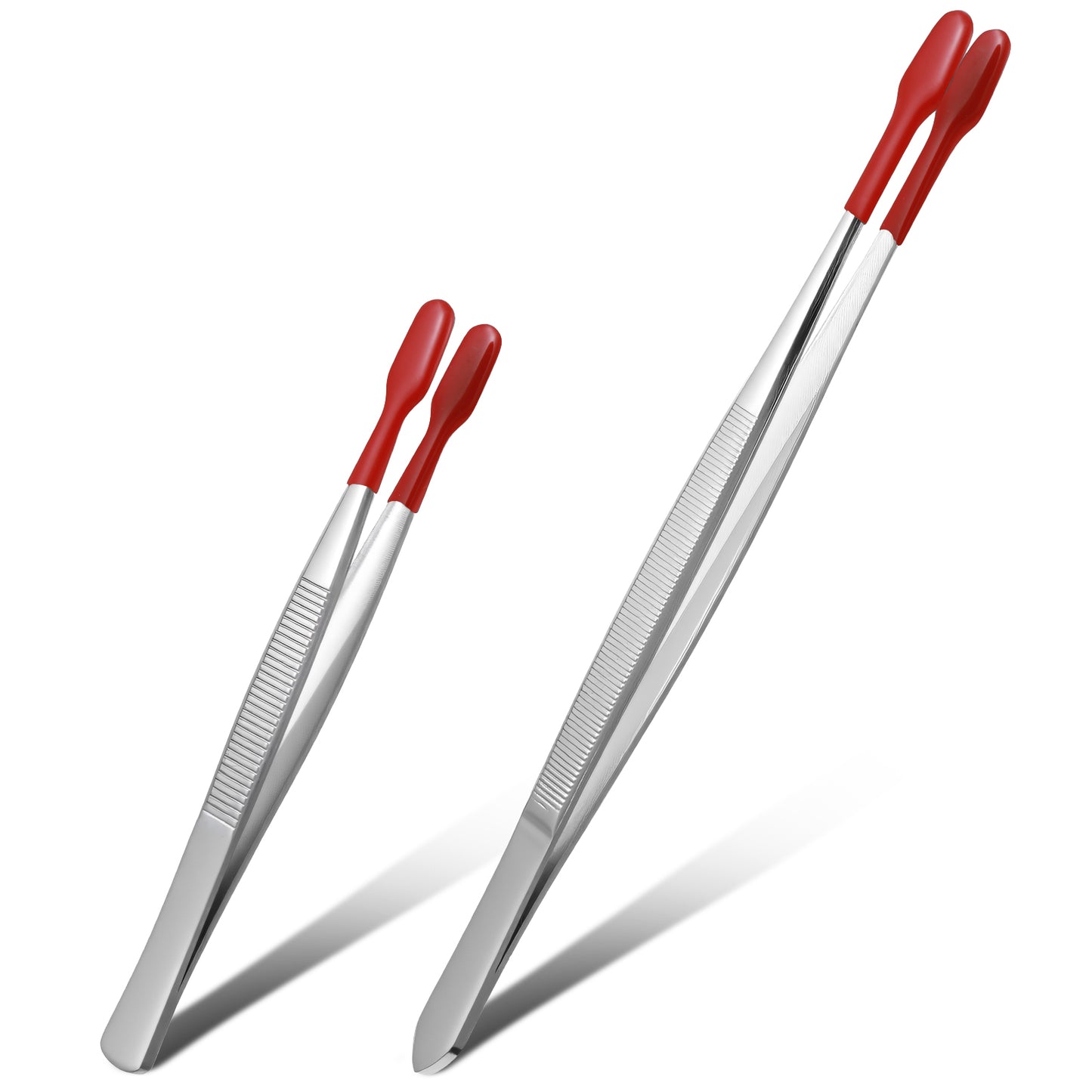 2 Pcs Rubber Long Tweezers for Crafts Tweezers Tipped Coated Precision Tweezer Hobby Craft Set Long Bent and Straight Flat Tip for Stamp Coins Lab Stamp Hobby Jewelry Crafts Feeding