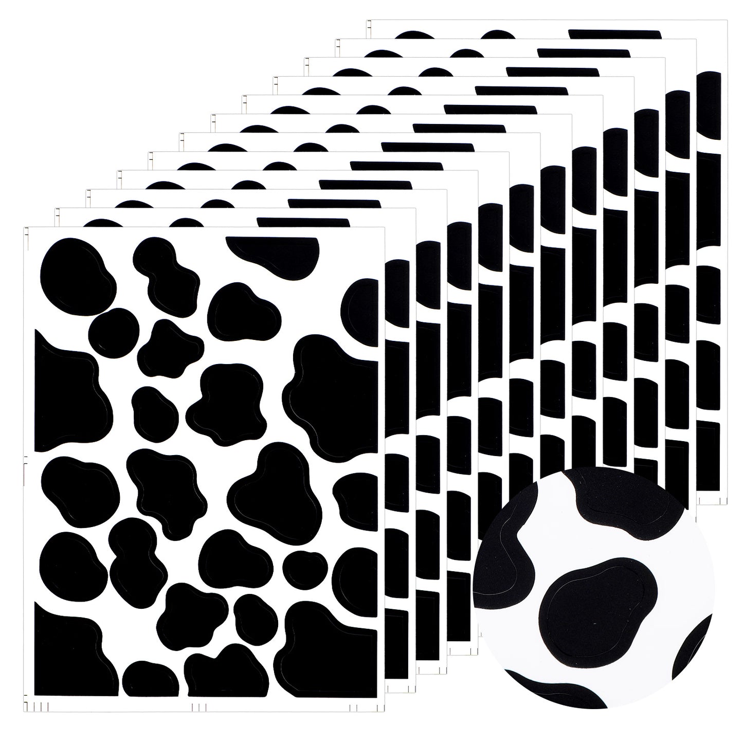 Ymapinc 312pcs Black Vinyl Cow Print Wallpaper?Waterproof Stickers Peel and Stick Wall Decals for Bedroom Living Room Bathroom Home Wall Decor