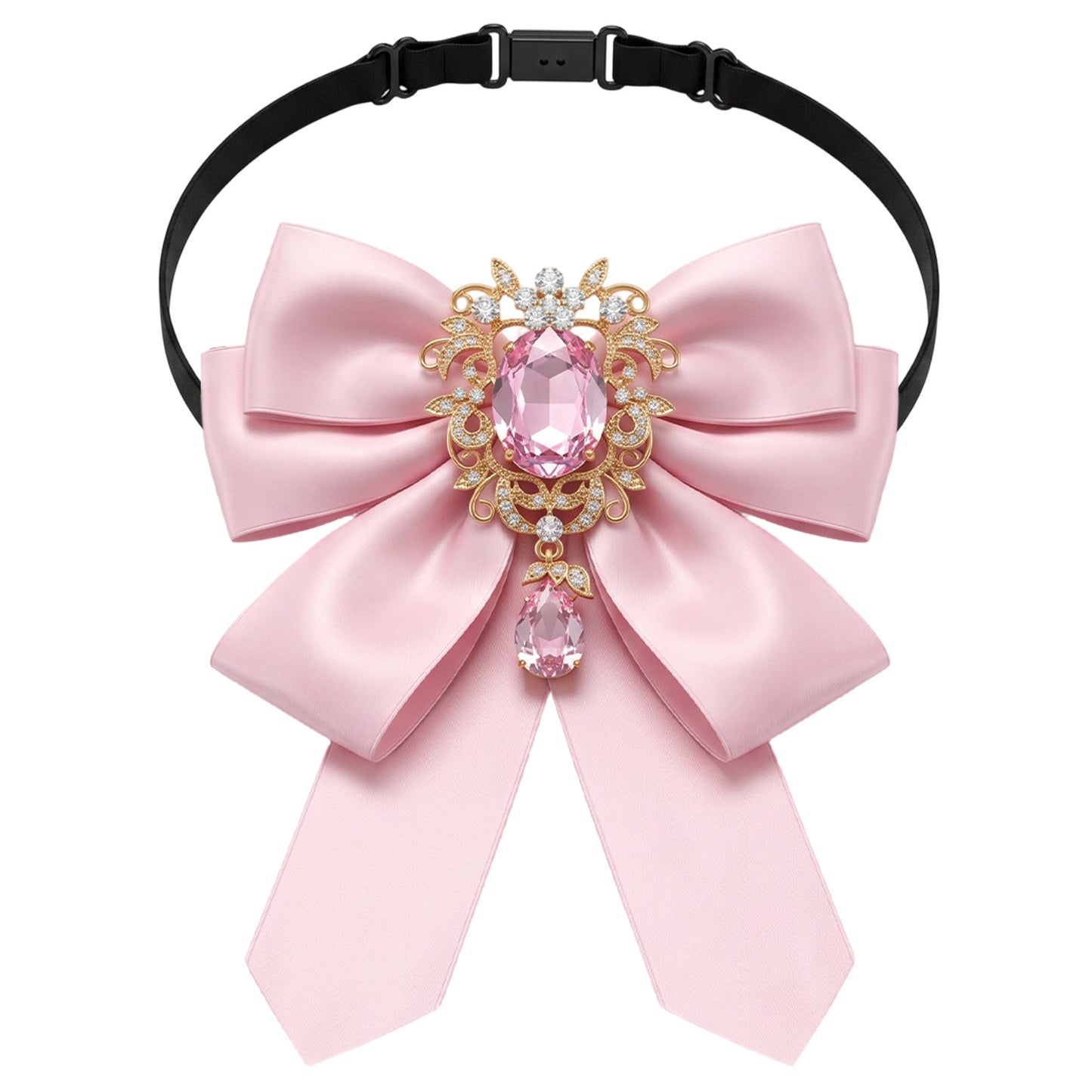 Ymapinc Pink Rhinestone Bow Tie for Women Dress