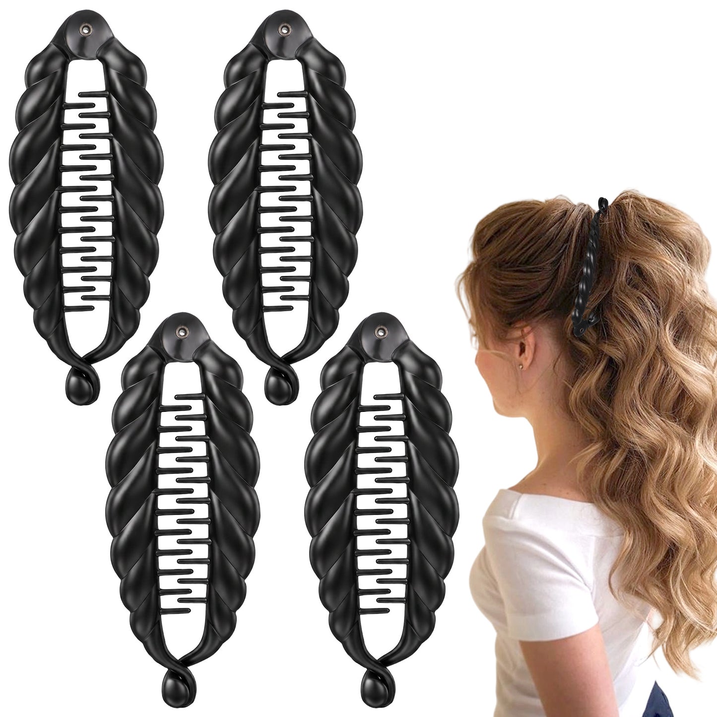 RAHHLIZS 4Pcs Banana Hair Clips Non-Slip Hair Clips Claws for Thick Thin Curly Heavy Hairs Vintage Banana Clip Tool Volumizing Hairstyles Flat Holder Clip Set for Women Girls Gifts