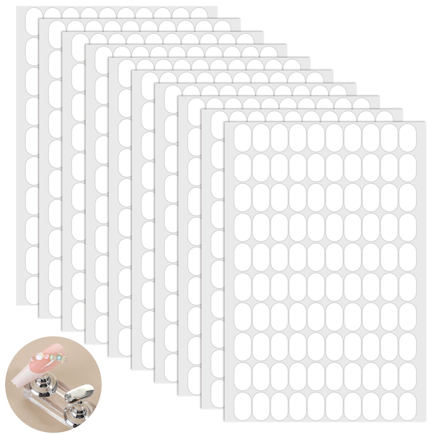 Ymapinc 10 Sheets Double Sided Nail Adhesive Tabs, 1000 Pcs Sticky Tabs for Nails, Nail Art for Sticking False Tip Paper Photo, Easy to Use and Remove