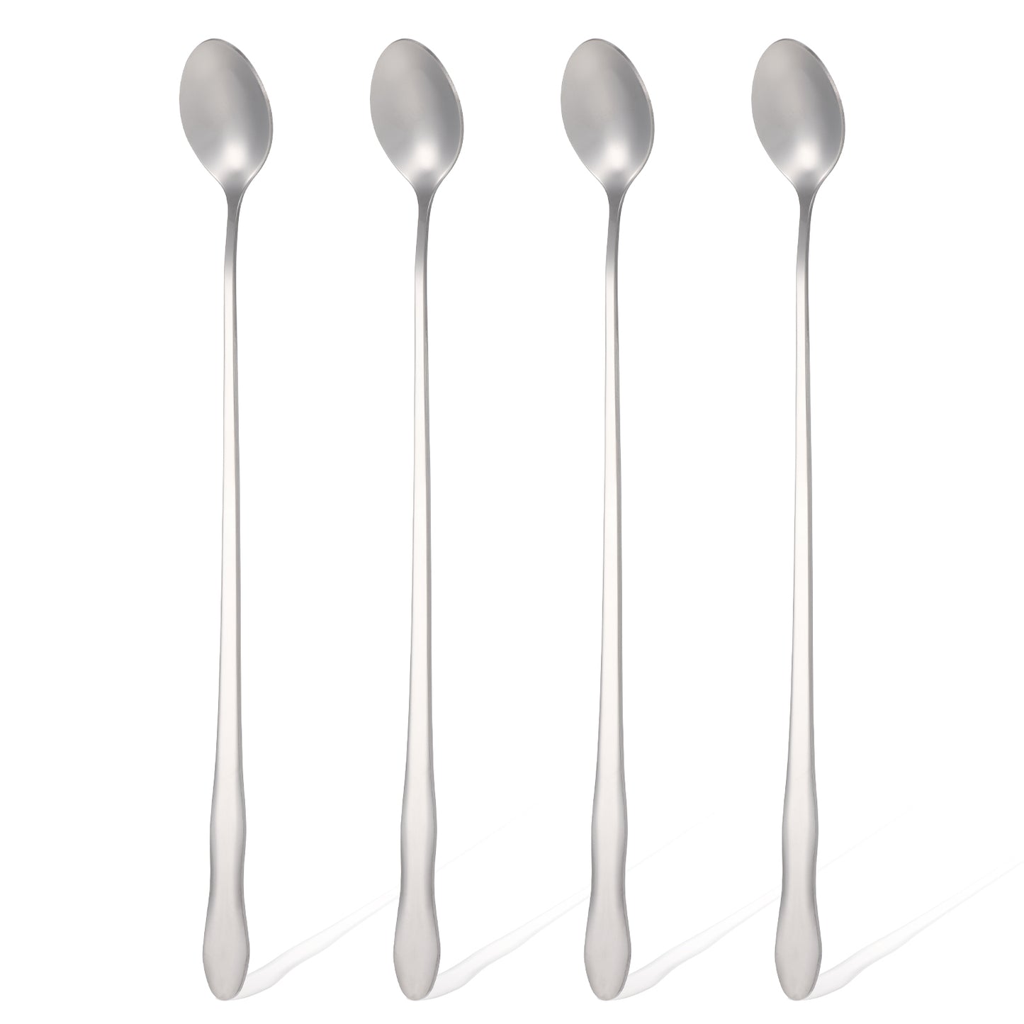 10 Inch Long Iced Tea Spoons Long Handle Innovative Gourd-Shaped Coffee Spoon Silver Stainless Steel Stirring Spoons for Ice Cream, Coffee, Cocktail Mixing Stirrers, Set of 5(304 Grade)