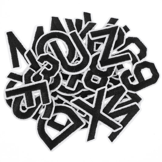 Xinjoduz 72 PCS Letters and Numbers Iron on Patches, Embroidered Patches Alphabet A-Z Number 0-9 Sew on Patches Appliques Iron Patches for Clothing Pants Hats Jeans Jackets Backpacks DIY Crafts(black)