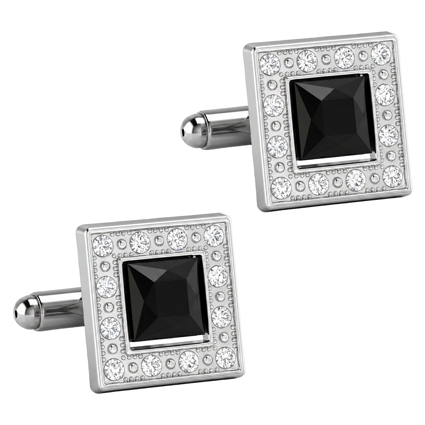 Ymapinc Black Crystal Square Cufflinks for Men