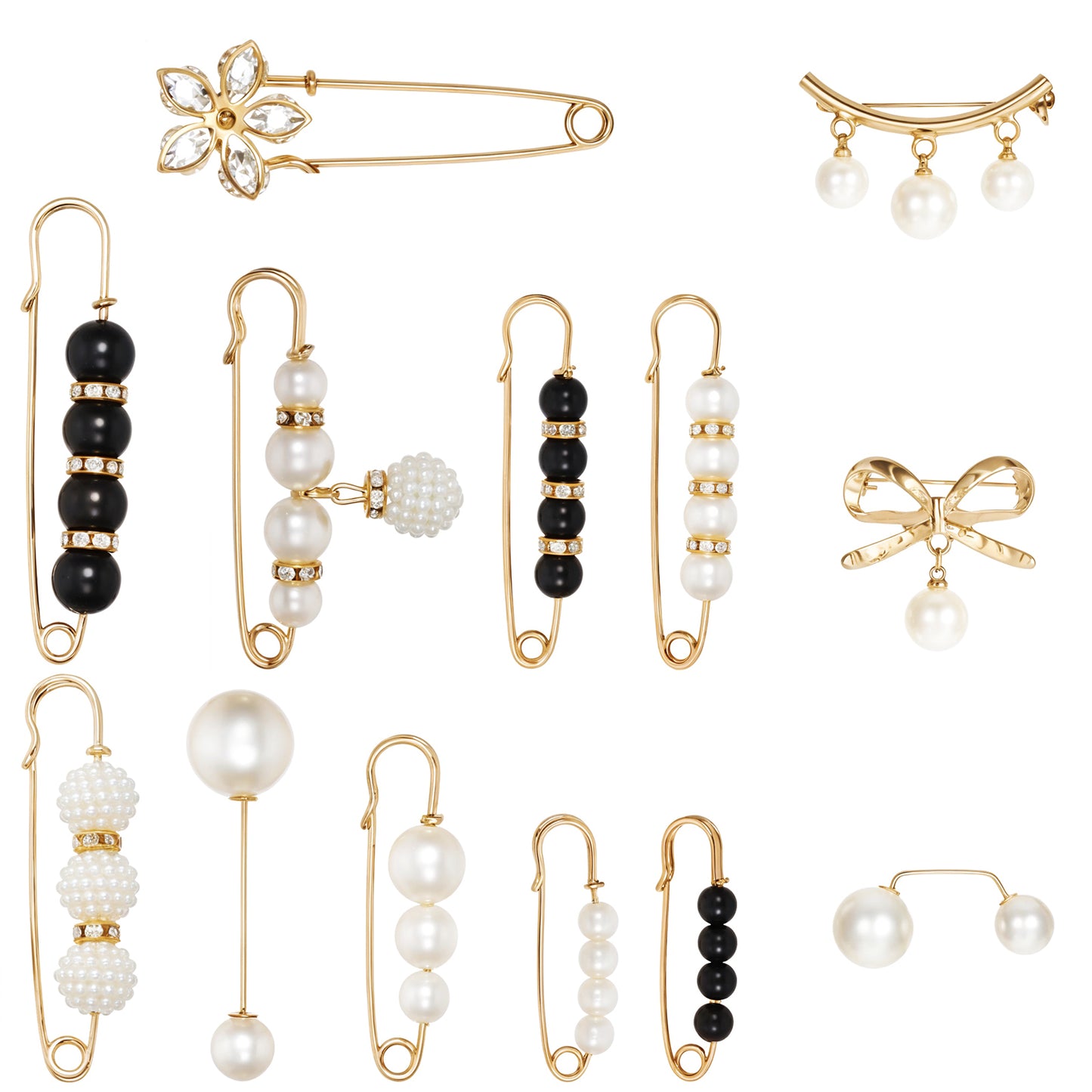 Tyqour 13pcs Pearl Brooch Pins for Women Sweater Shawl Clip Decorative Safety Pins Elegant Pearl Cardigan Collar Brooch Clips For Women Girls Pants Dress Skirt Sweater Jewelry Decoration Accessories