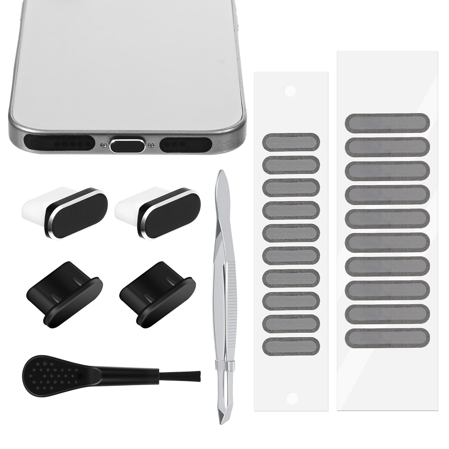 USB C Dust Plug, Type C Anti Dust Cover Protector Cap with Phone Speaker Cover for Phone 16/15 Series, Samsung Galaxy S23/S22/S21, All USB C Devices