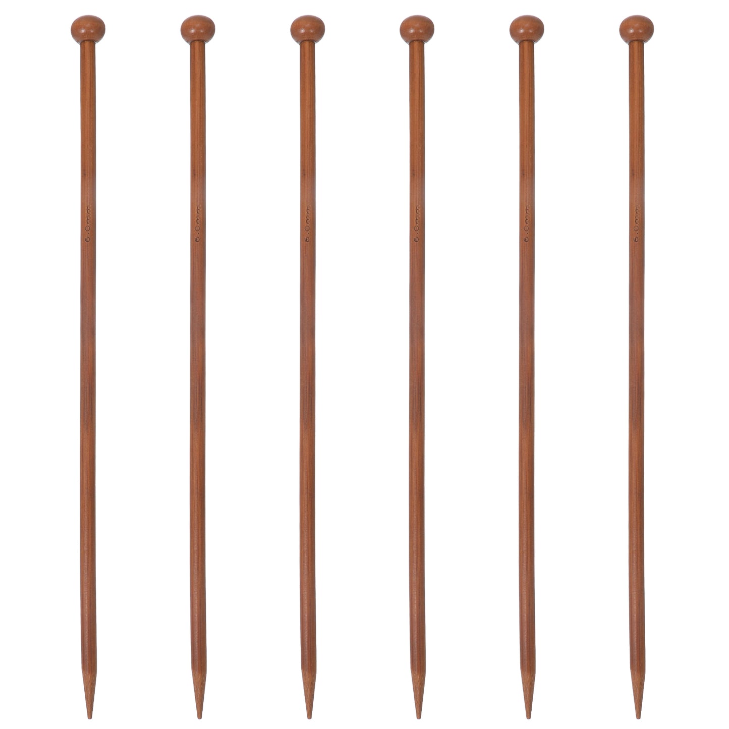 Ymapinc 6Pcs Wooden Knitting Needles, 6mm Bamboo Crochet Needles for Beginner Straight Knitting Tools for Sock Sweater Shawls Mom Gift