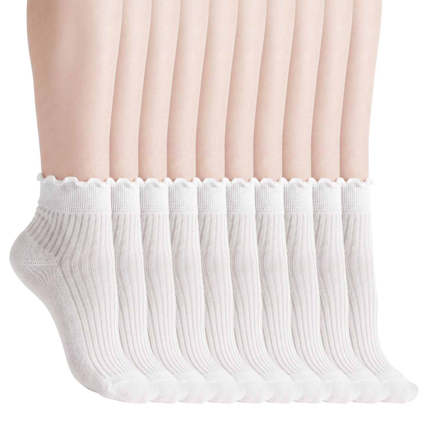 RAHHLIZS 5 Pairs of Women Ruffle Socks Cute Ankle White Ruffle Frilly Socks