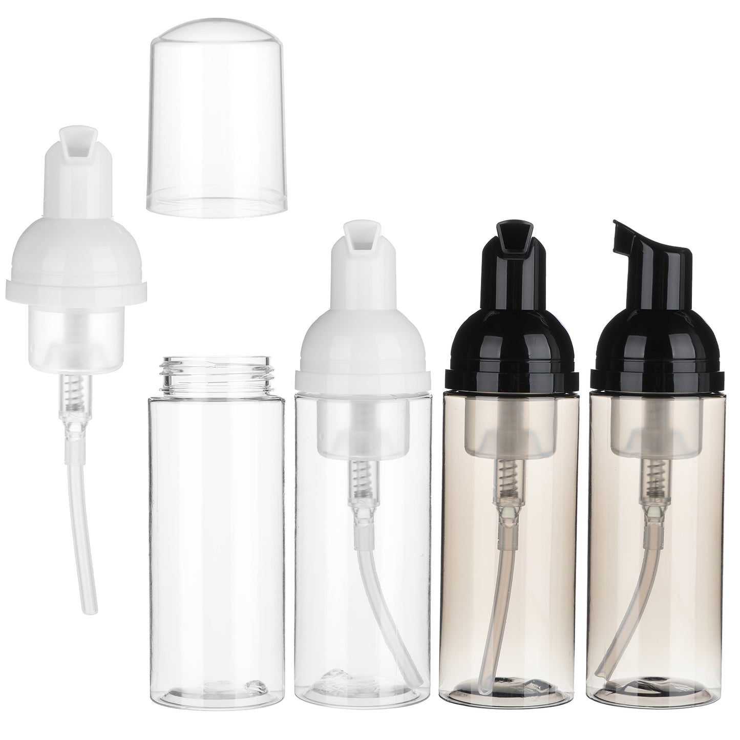 Tyqour 4pcs Travel Foam Pump Bottle, 60ml Empty Foaming Pump Bottles, Plastic Foaming Dispenser, Refillable Mousse Bottle For Face Wash Shampoo Skin Care Hand Soap