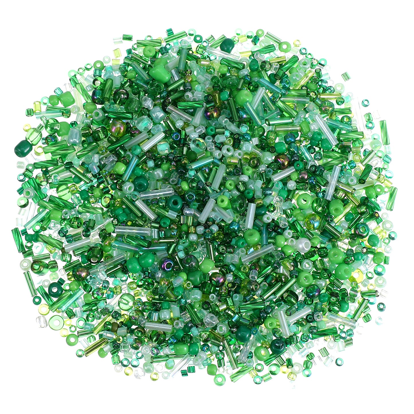 2400pcs Mixed Glass Beads, Green Beads, Beaded Plant Kit, Plants Leaf Bead Mini Tube Bugle Loose Crafts with Hole Bulk Spacer Bead for Earring Bracelet Necklace Jewelry DIY Craft Making