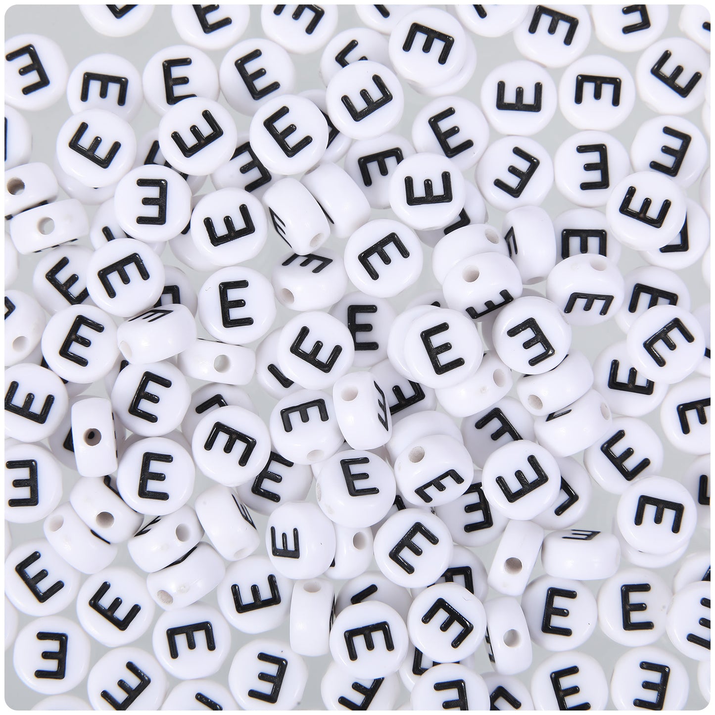 Teaaha 200PCS Letter Beads 4x7mm Acrylic Alphabet Bead for Bracelets, White Round Vowel Letters E Bead Friendship Bracelet Kit Craft DIY Jewelry Necklaces Making Supplies Letter Pony Beads