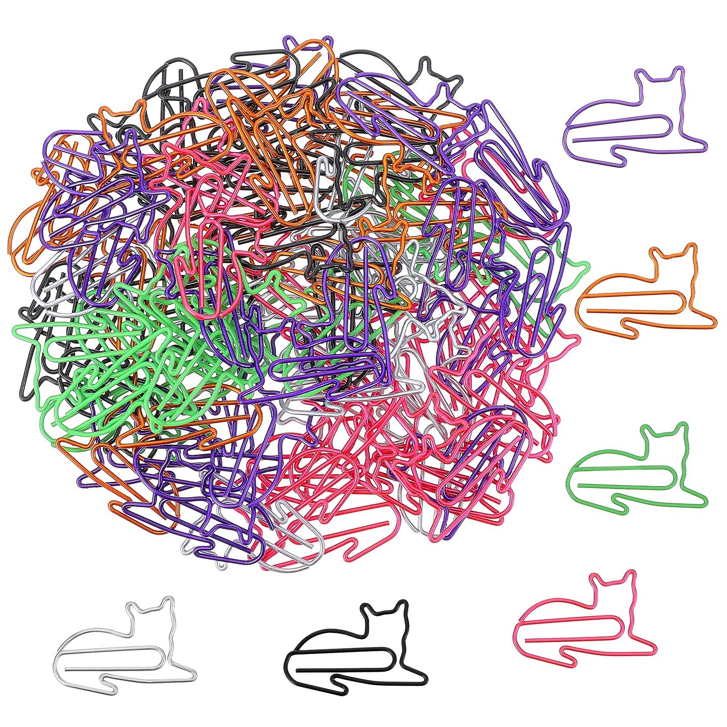 100 Pcs Cat Paper Clips Cute Animal Paper Clips Fun Shaped Paperclips Multicolor Bookmarks Small Office School Supplies Teachers Students Women Cat Lover Coworkers Desk Accessories