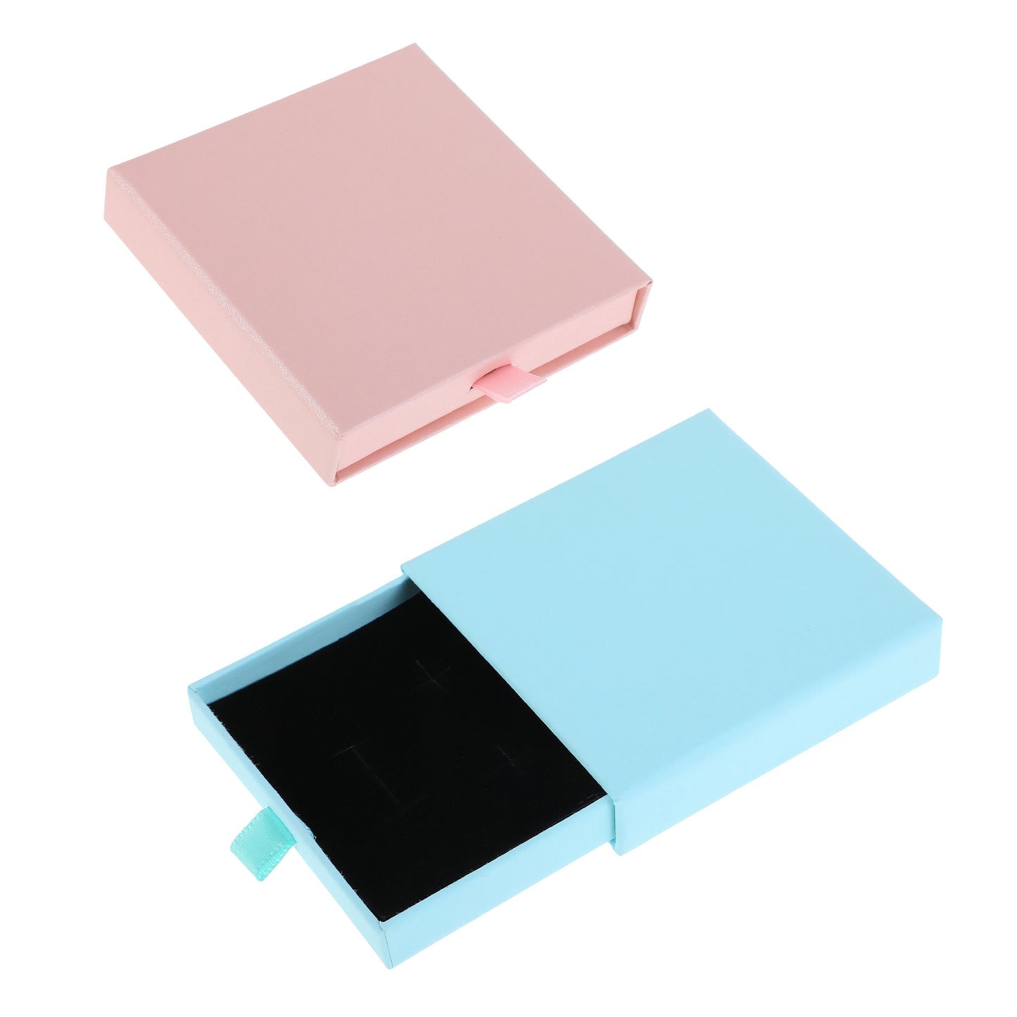 2 Pack Jewelry Gift Boxes Thick Paper Box Cardboard Jewelry Boxes Small Square Jewelry Gift Box Square Necklace Earring Bracelet Gift Box For Bracelets Necklaces Earrings Rings (Pink+Blue)