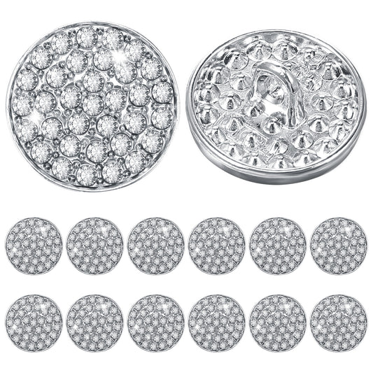 12PCS Rhinestone Buttons for Clothing, Silver Crystal Button Bedazzling Embellishments Sew on Gems Rhinestones Buttons for Crafts DIY Jewelry Wedding Decoration Bridal Bouquet