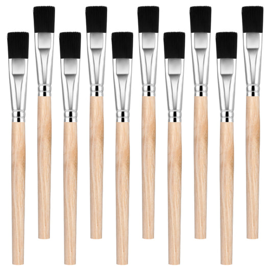 Ymapinc 10Pcs 3/5 Inch Small Paint Brushes for Crafts - Flat Paint Brushes Artist Set for Detail Watercolor Wood Painting
