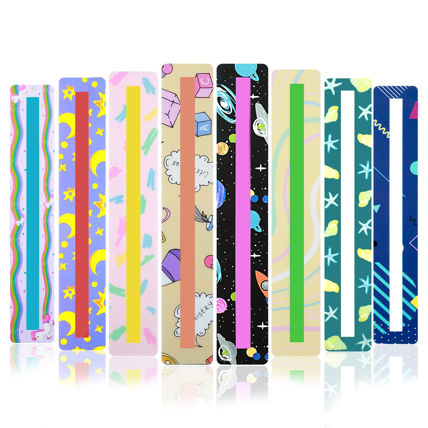 8PCS Reading Trackers for Kids,Ymapinc Color Reading Guide Strips Bookmark Help with Dyslexia Children Highlighter Trackers Teacher Education Classroom Supplies