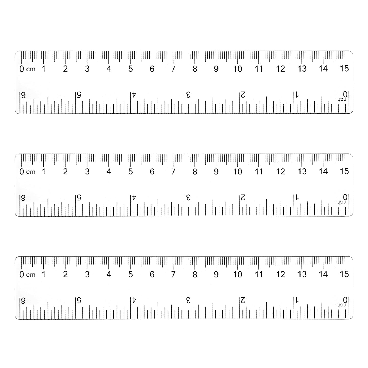 3 Pack 6 Inch Ruler Clear Rulers Small Straight Ruler with Centimeters and Inches, Plastic Shatterproof Measuring Tools for School, Office and Home