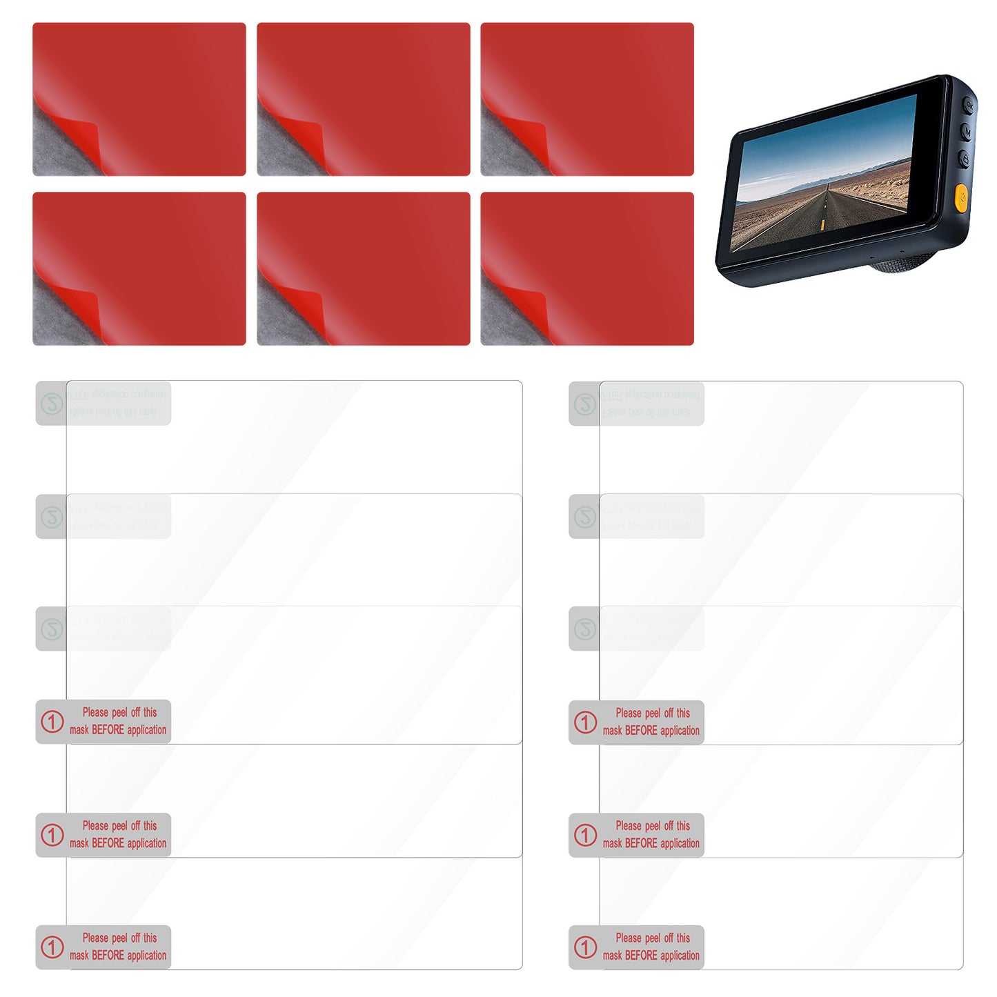 6 Pcs Electrostatic Film for Dash Cam, Double-Sided Adhesive Pads for Secure and Residue-Free Mounting on Windshields and Dashboards