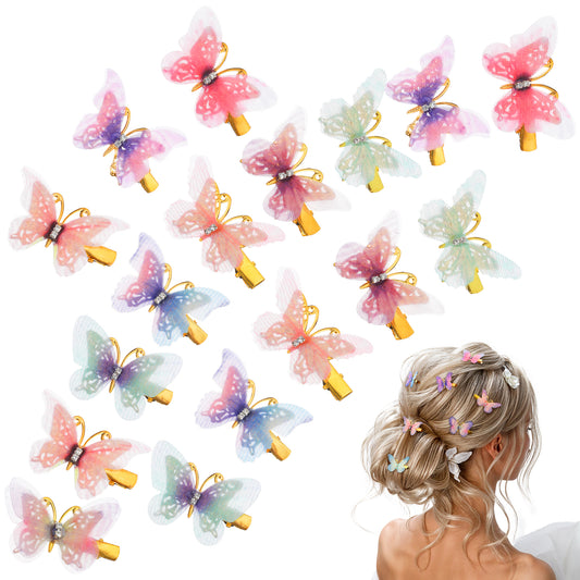 18 PCS Butterfly Hair Clips for Women 90s Rhinestone Y2k Glitter Hair Jaw Clips Cute Moving Wings Butterfly Hairs Barrettes Kawaii Claw Accessories for Women Wedding Christmas Party Halloween