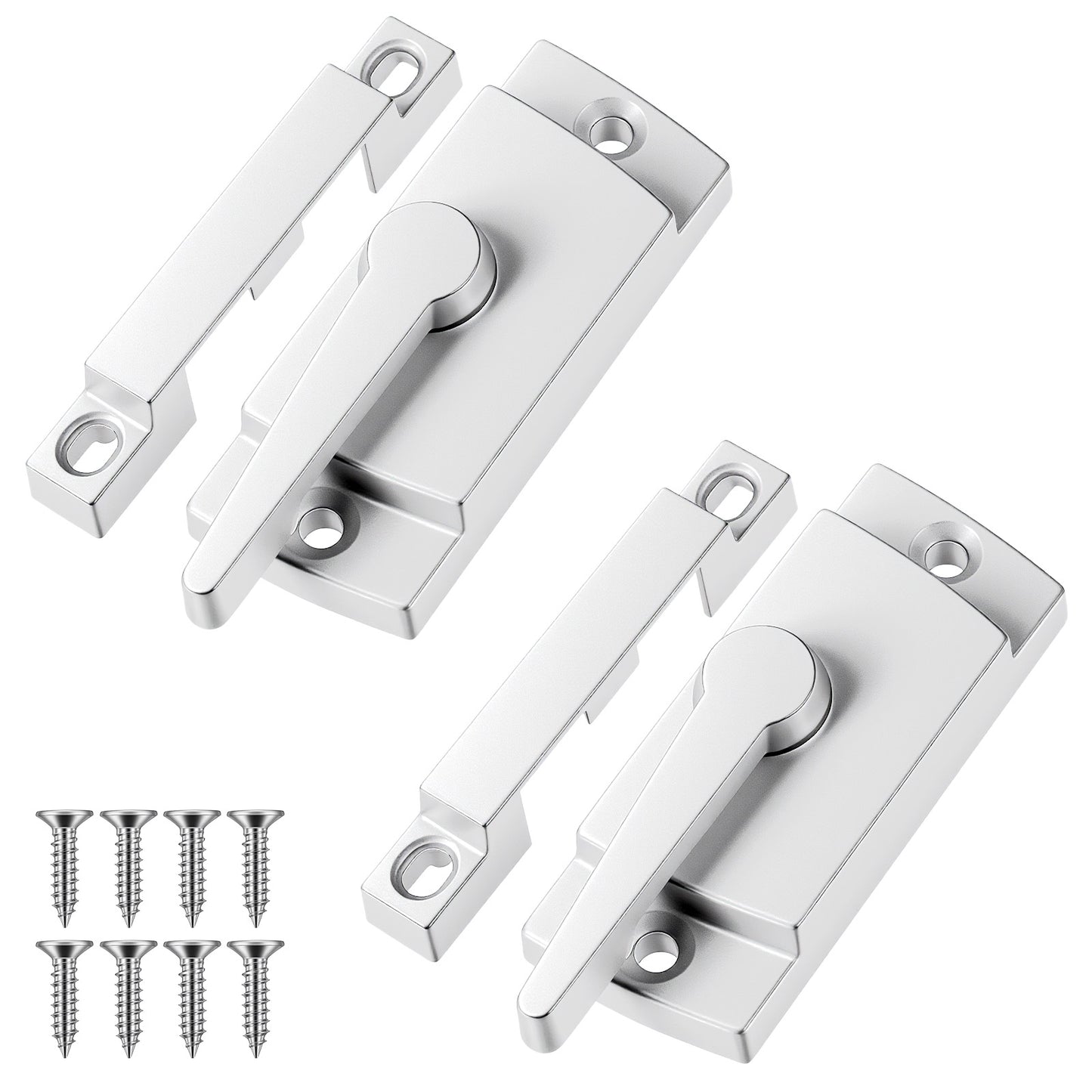 Ouligay 2 PCS Window Sash Lock Window Latch Replacement Window Locks for up and Down Windows White Cam Sash Locks for Vertical and Horizontal Sliding Windows
