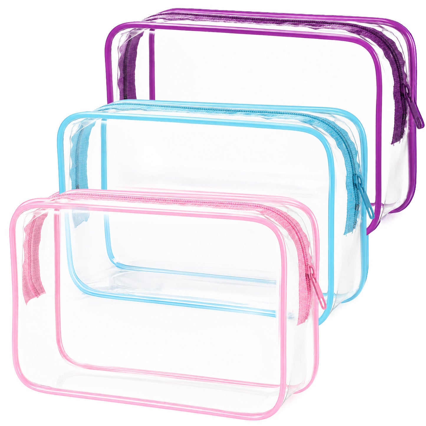 RAHHLIZS 3Pcs Clear Makeup Bags with Zipper Clear Pouch Cosmetic Bag