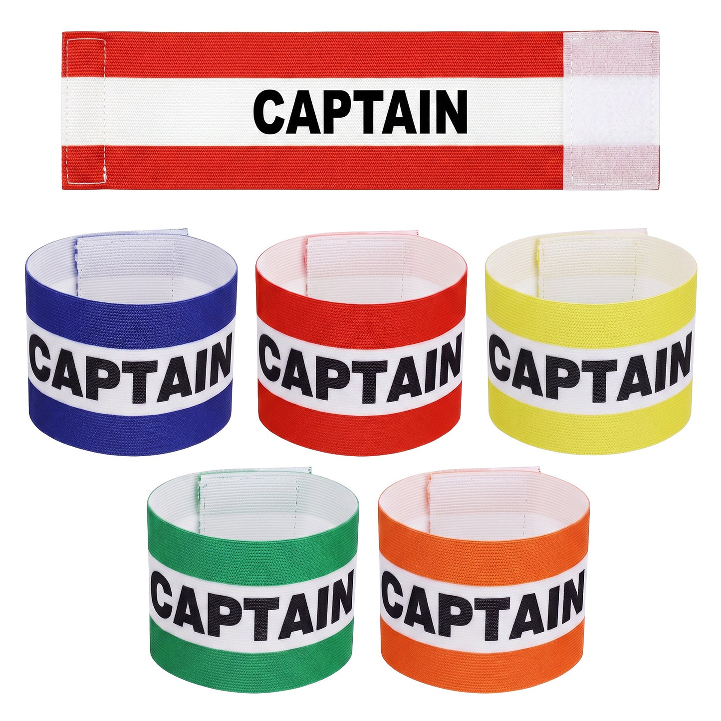 Sorcristy 5 Pcs Captain Armbands for Soccer Training Captain Arm Bands Elastic Armband Team Sport Arm Band Adjustable Nylon Breathable Accessory Football Rugby Basketball Player Band for Adult