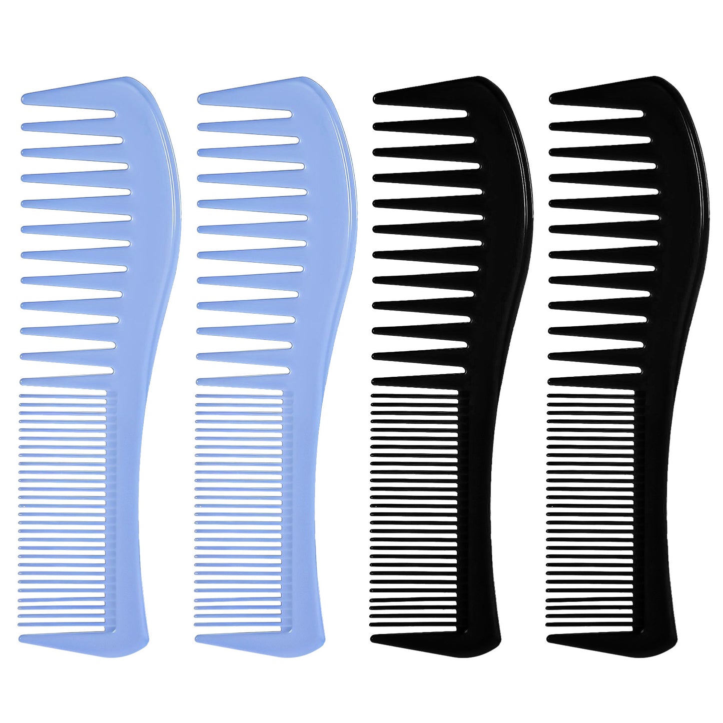 Mabor 4 Pcs Double-Sided Barber Combs, 7.17inch All-Purpose Hair Grooming Detangling Hair Comb Plastic for Men & Women Wide & Fine Tooth for Professional Hairstyling