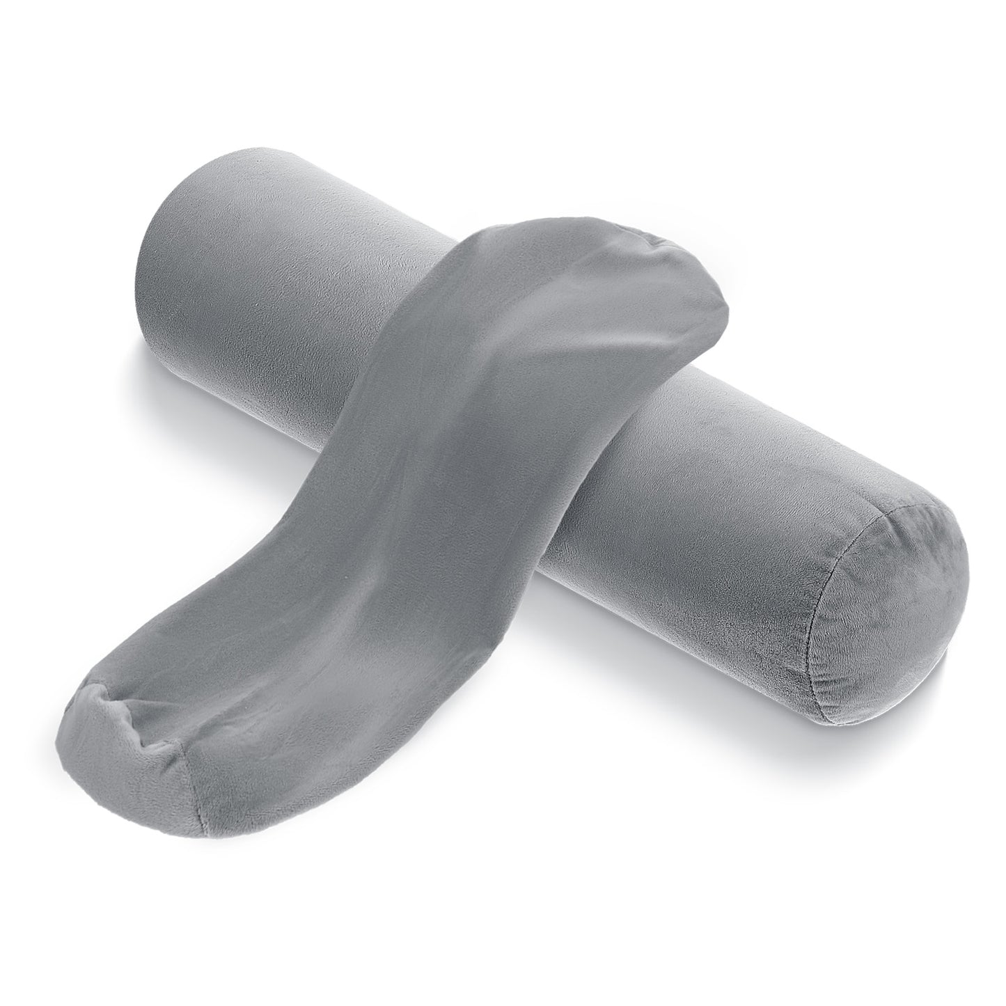2 Pcs Cervical Neck Roll Pillow Cover, Round Soft Bolster Pillow Covers with Hidden Zipper, Neck Roll Pillowcase Cylinder Pillowcases for Cylindrical Cushion, Pillow-Case Only (16 x 6 Inch, Gray)
