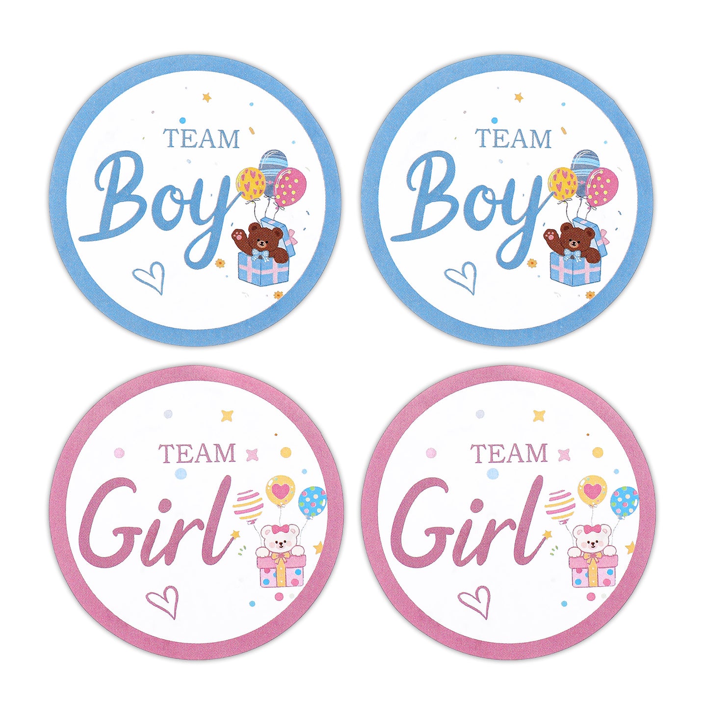 Tyqour 60PCS Gender Reveal Stickers Team Boy or Girl Stickers Pink or Blue Gender Reveal Decorations for Party Games Baby Shower Card Party Supplies, 2 in