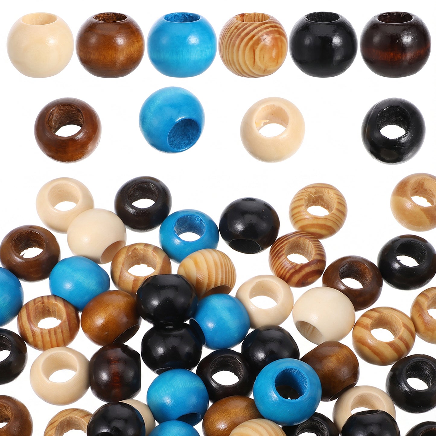 120 Pcs Large Wooden Beads for Crafting, Ymapinc Large Hole Beads