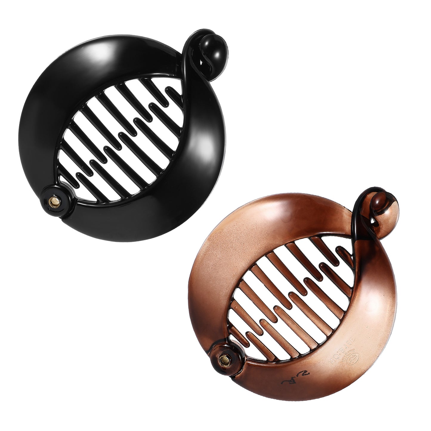 2 Pcs Banana Clip Small Banana Clips for Women French Round Plastic Non Slip Cute Durable and Styling Grips Ponytail Holder for Women Thick Thin Fine Hair - Black & Brown