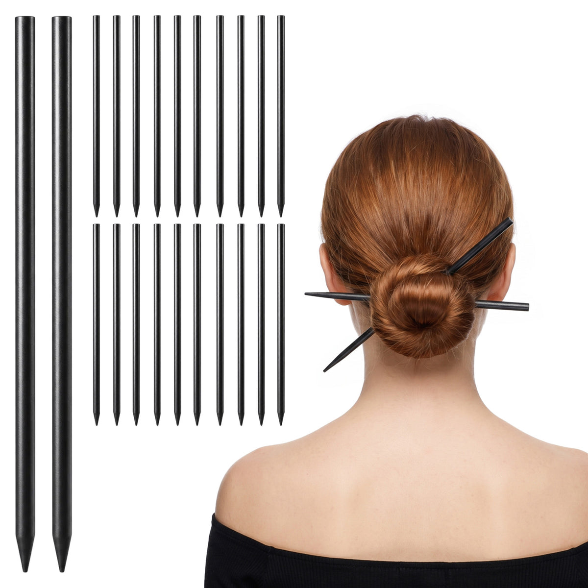 Shimmeroo 22 Pack Chopsticks for Hair, Wood Chinese Hair Sticks for Buns