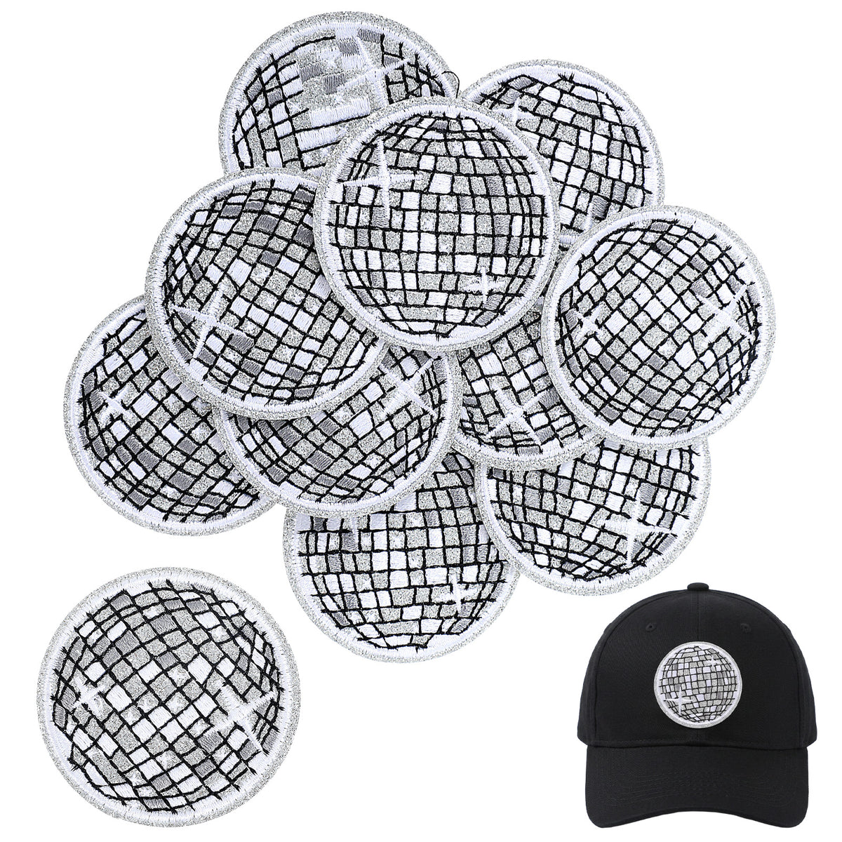 10 Pcs Iron On Patches Silver Polyester 5.2cm