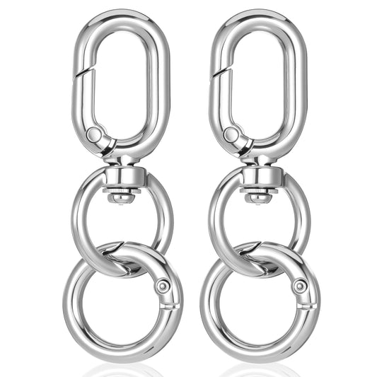 Ymapinc 2 Pcs Double Opening Swivel Clasp, Metal Spring Swivel Clasp Hooks, Snap Hooks Open Buckle Ring for DIY Crafts Key Chain, Jewelry Clasps, Bags Strap Replacement